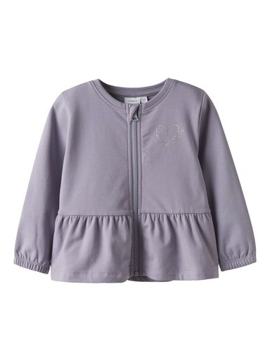 [01-37241.10] Mädchen Sweatjacke mit Glitzerherz (Violett, 116)