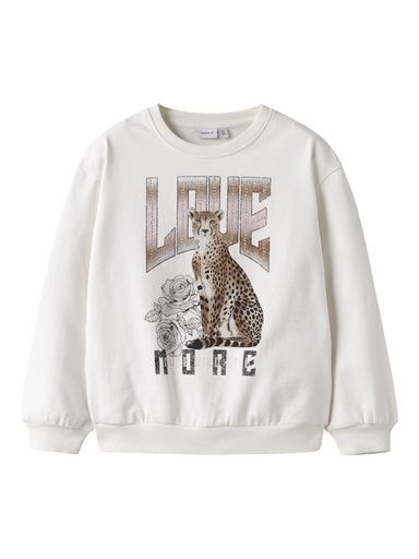 [01-37273.2] Mädchen Sweatshirt mit Leopard (Weiss, 158-164)