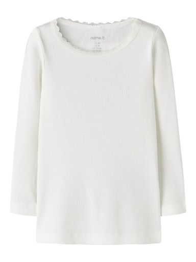[01-37287.32] Mädchen Langarmshirt mit Spitzebündchen (Weiss, 92)