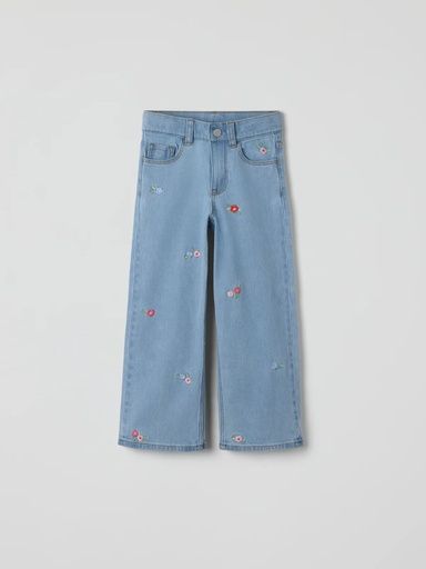 [01-37319.1] Weite Mädchen-Jeans Sally mit Blumenstickerei (98)