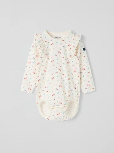 [01-37338.1] Geblümter Baby-Langarmbody mit Rüschen (56)