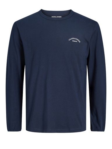 [01-37457.5] Knaben Langarmshirt mit kleinem Druck (Dunkelblau, 128)