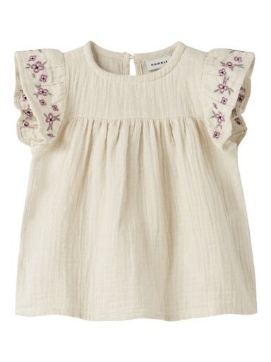 [01-37459.1] Baby Tunika aus Musselin mit Stickerei (Beige, 68)