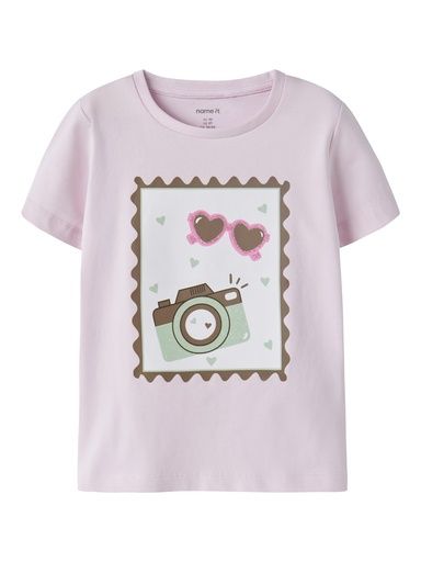 [01-37480.10] Mädchen T-Shirt mit Brustdruck (Rosa, 104)