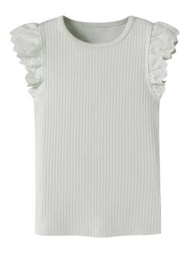 [01-37500.10] Mädchen Rippe Shirt mit Rüschenärmel (Mint, 110)