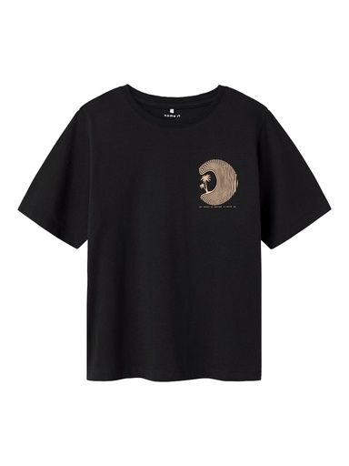 [01-37510.2] Knaben T-Shirt mit Rückenprint (Schwarz, 134-140)