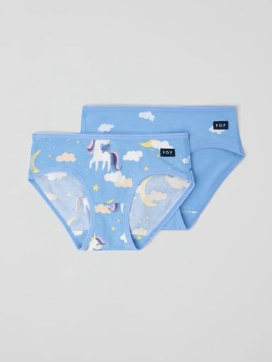 [01-37359.5] 2-Pack Mädchen Unterhosen Einhorn-Motiv (Hellblau, 134/140)