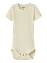 Kurzarm Body gerippt mit Spitzen-Bündchen