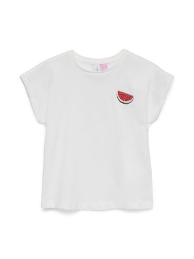 [01-37675.4] Mädchen T-Shirt mit kleinem Brustdruck (Rot, 122-128)