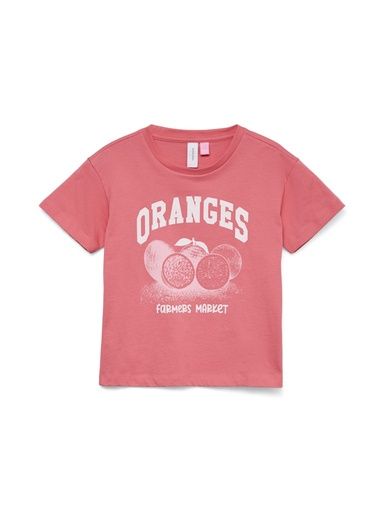 [01-37679.1] Mädchen  T-Shirt mit Brustdruck (Koralle, 146-152)