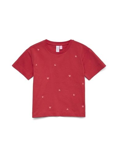 [01-37680.1] Mädchen T-Shirt mit AOP Stickerei (Rot, 134-140)