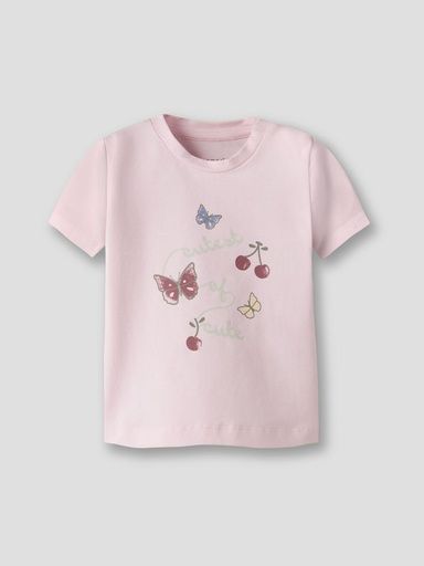 [01-37694.1] Mädchen T-Shirt mit Brustdruck (Rosa, 74)