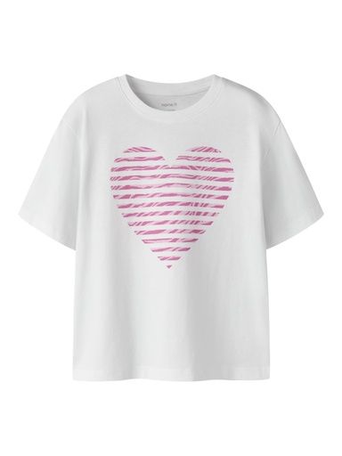 [01-37702.1] Mädchen T-Shirt mit Herzdruck (Pink, 146-152)