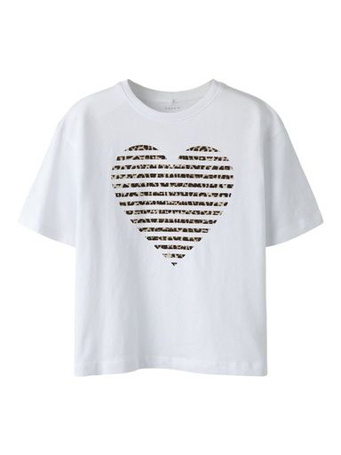 [01-37702.2] Mädchen T-Shirt mit Herzdruck (Braun, 146-152)