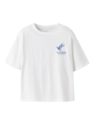 [01-37704.2] Mädchen T-Shirt Weit mit Vögeln (Weiss, 146-152)