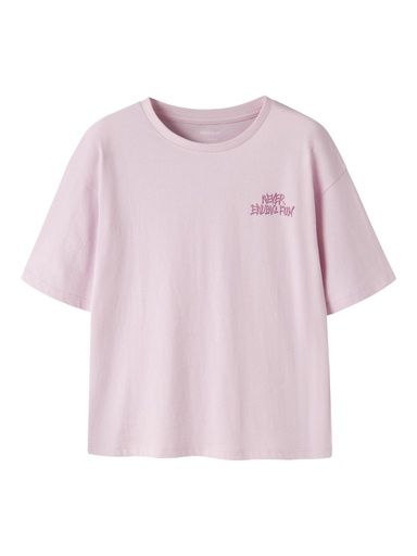 [01-37705.1] Mädchen T-Shirt Weit mit Rückenprint (Rosa, 134-140)