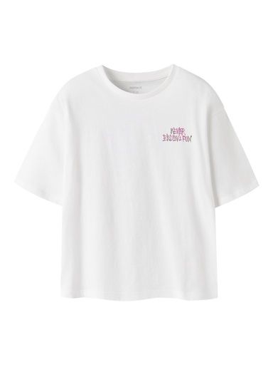 [01-37705.2] Mädchen T-Shirt Weit mit Rückenprint (Weiss, 134-140)