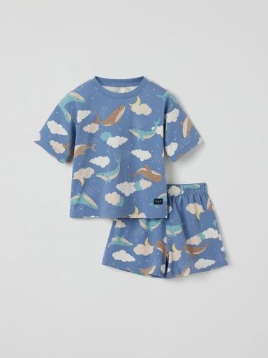 [01-37772.1] Kurzes Kinder-Pyjama mit Wal-Motiv (98/104)