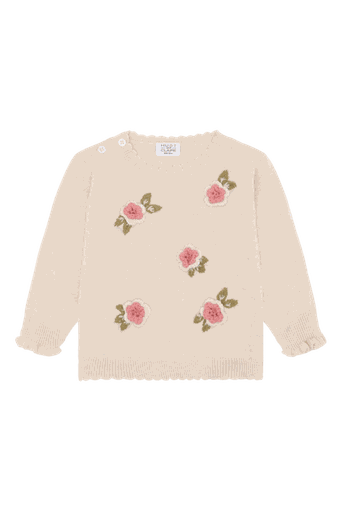 [01-37782.1] Baby Strickpullover mit gehäkelten Blumen (92)