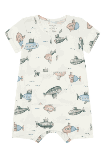[01-37846.1] Kurzes Bambus Baby-Pyjama Submarine (Weiss, 74)