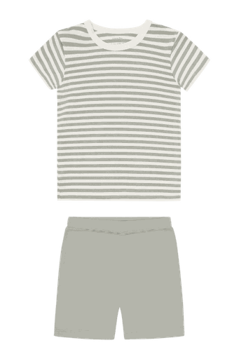 [01-37850.1] Kurzes Bambus Kinder-Pyjama gestreift (110)