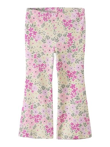 [01-37877.17] Geblümte Mädchen Leggings mit Schlag gerippt (Pink, 116)