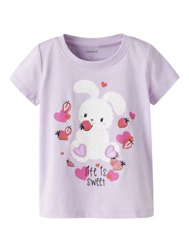 [01-37881.1] Mädchen T-Shirt mit Brustdruck (Lavendel, 92)