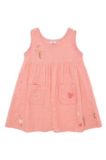 [01-37897.1] Mädchen Trägerkleid Musselin Bestickt (116)