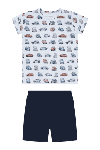 [01-37935.1] Kurzes Bambus Kinder-Pyjama mit Alloverprint (Hellblau, 110)