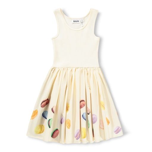 [01-38025.1] Ärmelloses Mädchenkleid mit Macarons-Print (110-116)