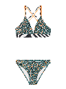 Gemustertes Bikini-Set mit Streifenbund