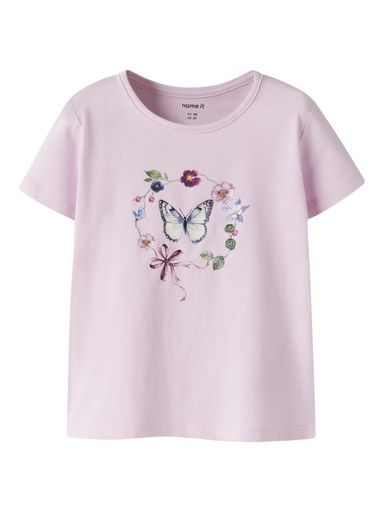 [01-38092.10] Mädchen T-Shirt mit Blumendruck (Rosa, 104)