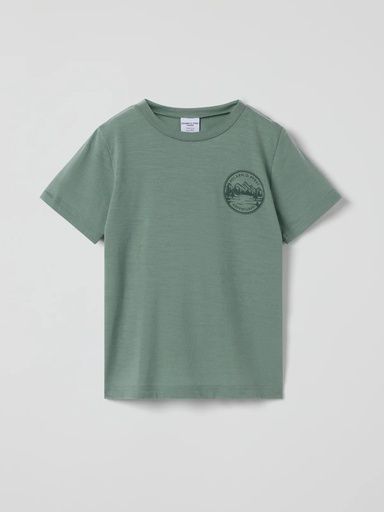 [01-38085.10] Kinder T-Shirt aus Wollmischung (Grün, 110/116)