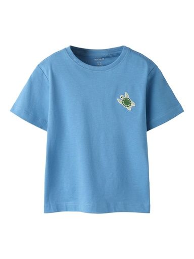 [01-38133.1] Knaben T-Shirt mit kleinder Stickerei (Karibikblau, 104)