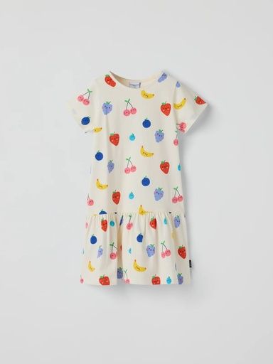 [01-38168.1] Kurzarm-Mädchenkleid mit Früchte-Print (92)