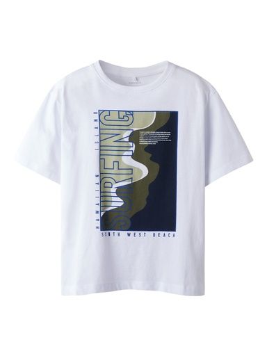 [01-38223.10] Knaben Shirt mit Druck (Weiss, 122-128)