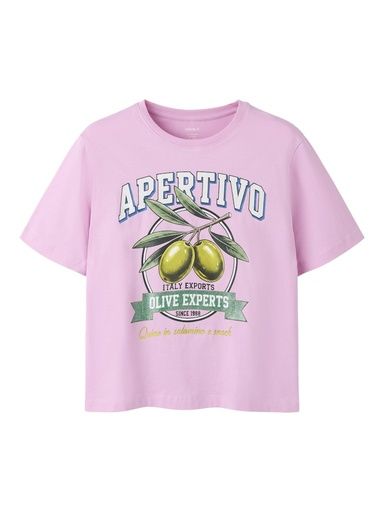 [01-38233.1] Mädchen T-Shirt mit Brustdruck (Rosa, 134-140)