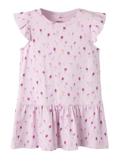 [01-38235.1] Mädchen Kurzarm Kleid AOP Tulpen (110)