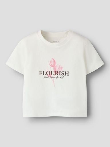 [01-38236.1] Mädchen T-Shirt mit Tulpen Druck (Weiss, 110)