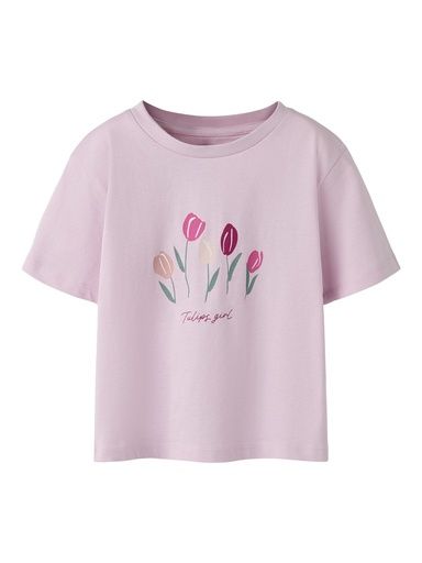 [01-38236.10] Mädchen T-Shirt mit Tulpen Druck (Rosa, 116)