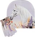 Mützen-Handschuhe-Set mit Pferde-Print