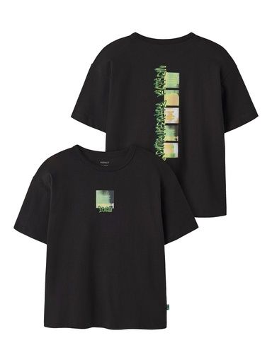 [01-38341.5] Knaben T-Shirt mit Rückenprint (Schwarz, 122-128)