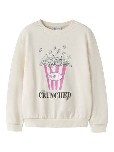 [01-38462.4] Mädchen Sweatshirt Popcorn Druck (Creme, 134-140)