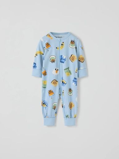 [01-38490.1] Baby-Pyjama Reisverschluss Frühstück-Print (62/68)