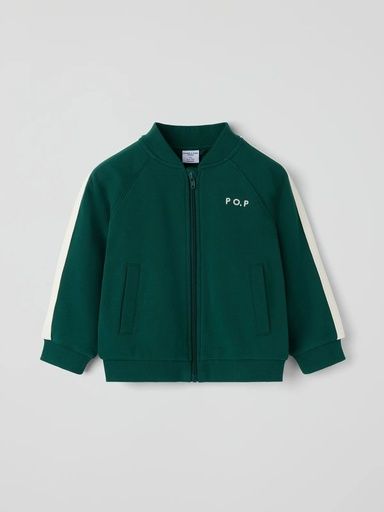 [01-38524.10] Weiche Kinder-Sweatjacke mit Taschen (Dunkelgrün, 122)