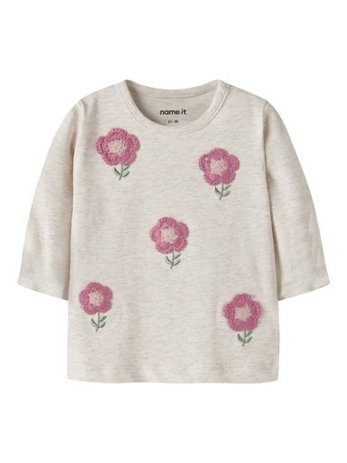 [01-38603.1] Baby Langarmshirt mit Blumen (Beige, 80)