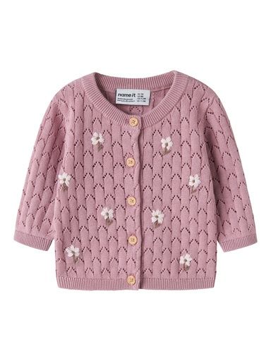 [01-38604.1] Baby Strickjacke mit Blumenstickerei (Rosa, 86)