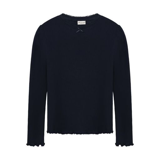 [01-38682.15] Geripptes Mädchen-Langarmshirt (Dunkelblau, 104)