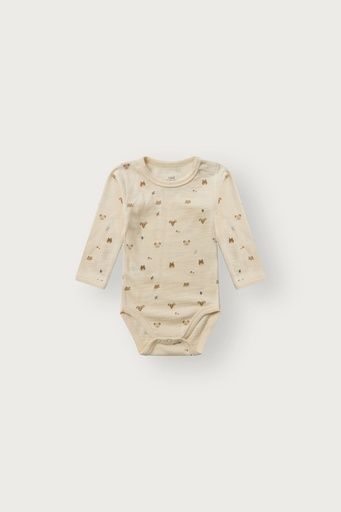 [01-38697.2] Wolle-Bambus Langarmbody Walddruck (Creme, 80)