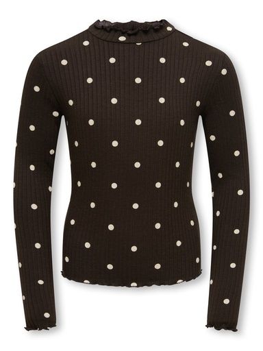 [01-38731.2] Langarmshirt mit Tupfen (Dunkelbraun, 134-140)